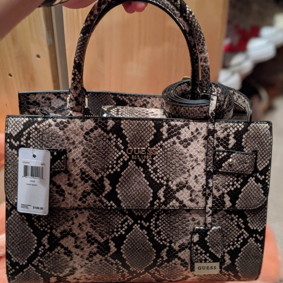 Guess Snakeskin Audrey Satchel - Picture 2 of 7